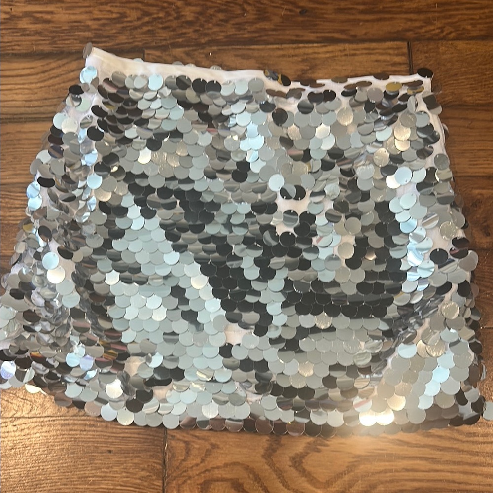 Pink Lily Gray Sequin Mini Skirt